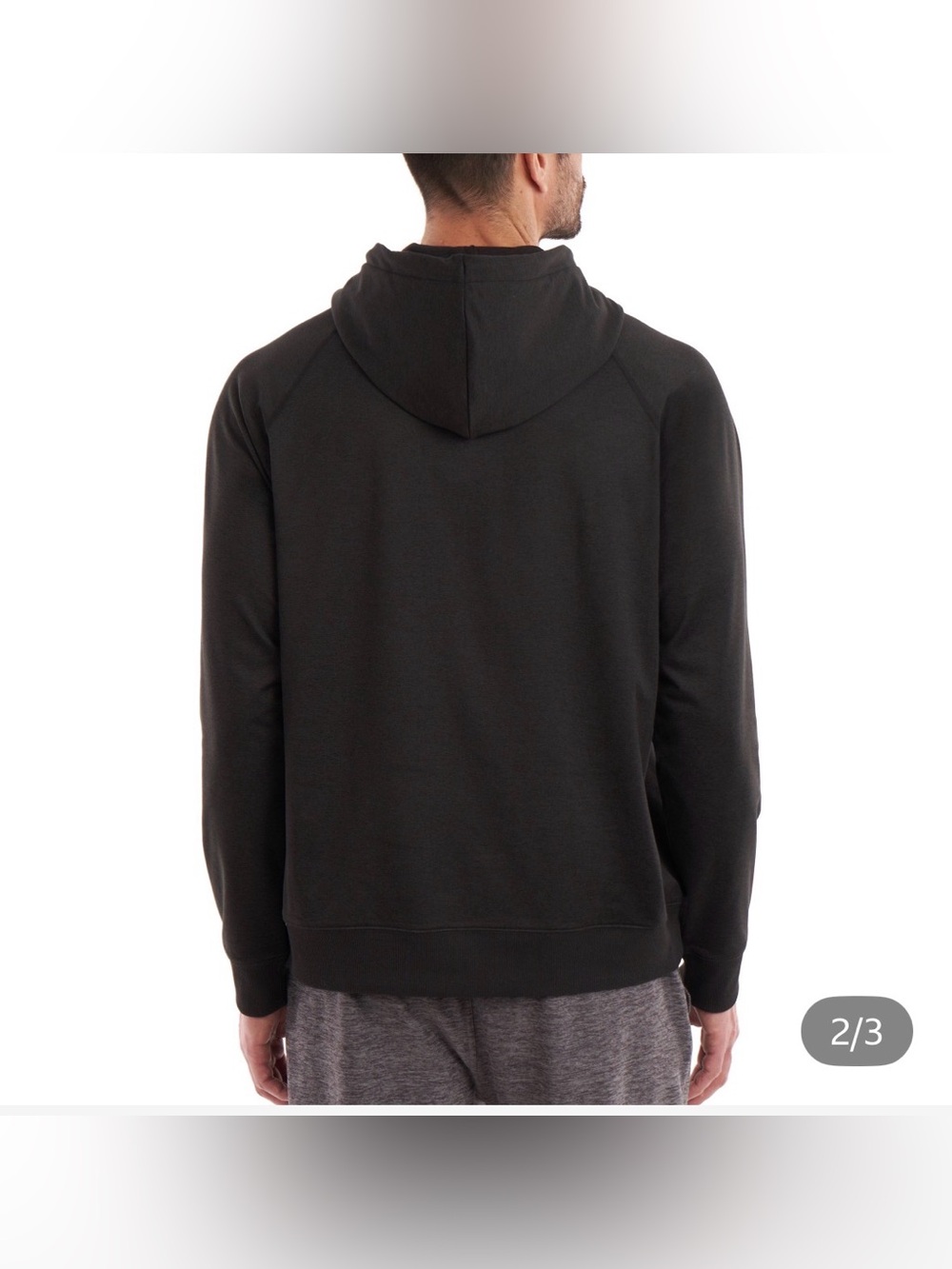 Kirkland Signature Black Men's Pullover Hoodie with Kangaroo Pocket - Picture 2 of 5